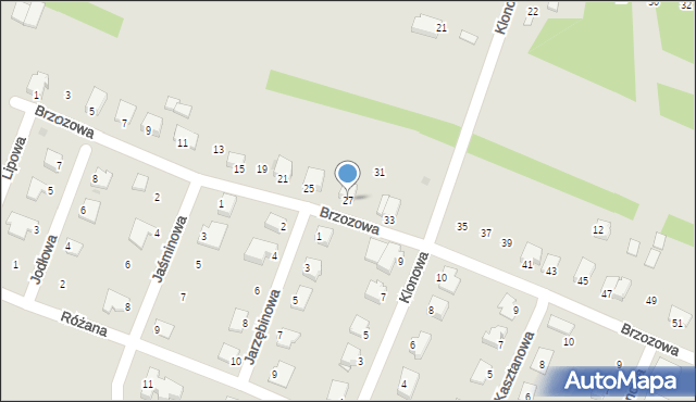 Ożarów, Brzozowa, 27, mapa Ożarów