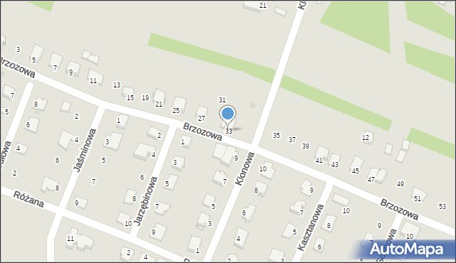 Ożarów, Brzozowa, 33, mapa Ożarów