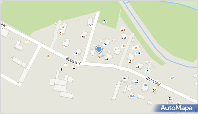 Ozimek, Brzeziny, 9, mapa Ozimek