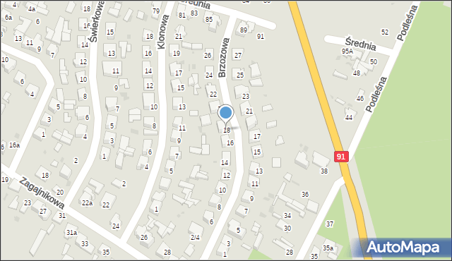 Ozorków, Brzozowa, 18, mapa Ozorków