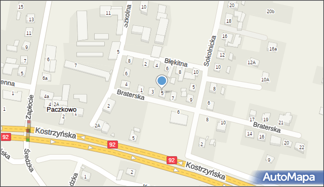 Paczkowo, Braterska, 5, mapa Paczkowo