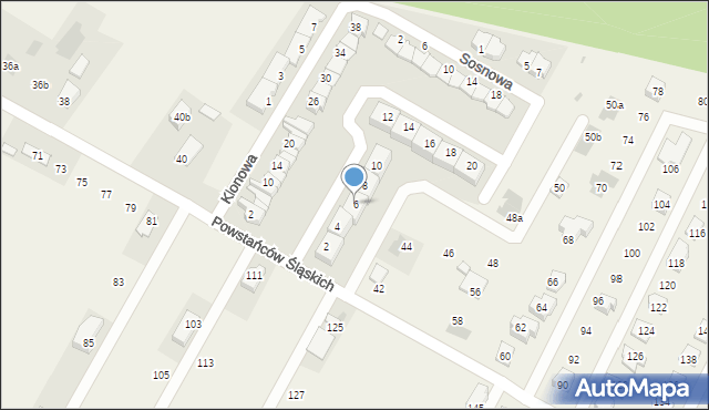 Paniówki, Brzozowa, 6, mapa Paniówki