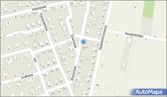 Parczew, Brzozowa, 15, mapa Parczew