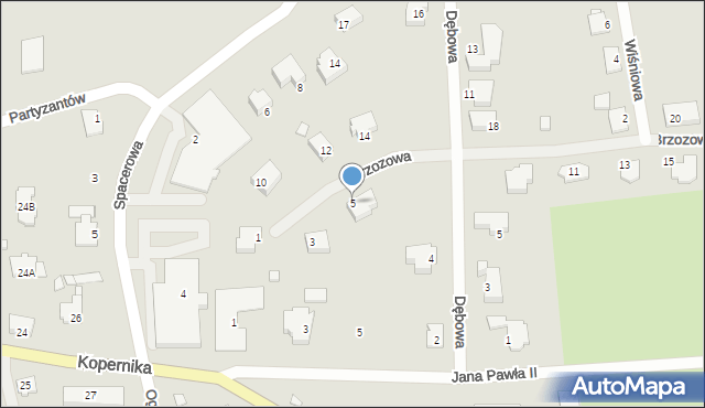 Pasłęk, Brzozowa, 5, mapa Pasłęk