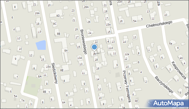 Piaseczno, Broniewskiego, 20, mapa Piaseczno