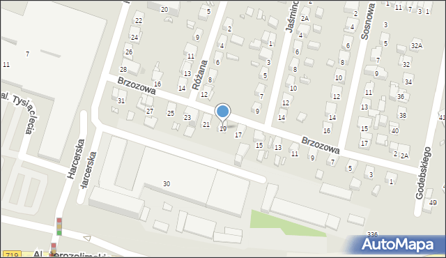 Piastów, Brzozowa, 19, mapa Piastów