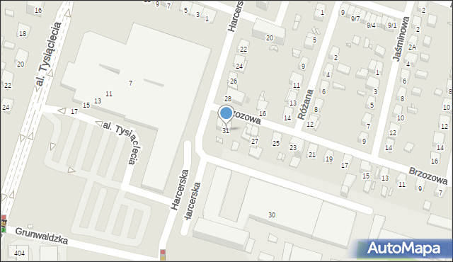 Piastów, Brzozowa, 31, mapa Piastów