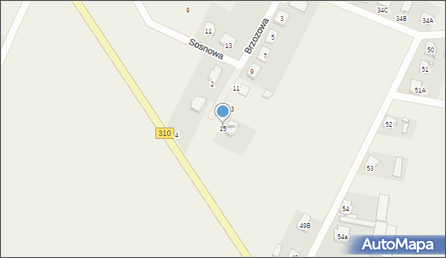 Piechanin, Brzozowa, 15, mapa Piechanin