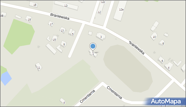 Pieniężno, Braniewska, 1, mapa Pieniężno