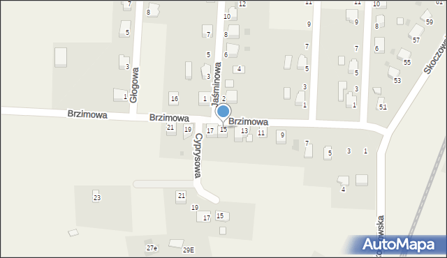 Pierściec, Brzimowa, 15, mapa Pierściec
