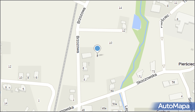 Pierściec, Brzozowa, 8, mapa Pierściec