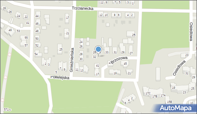 Piła, Brzozowa, 37, mapa Piły