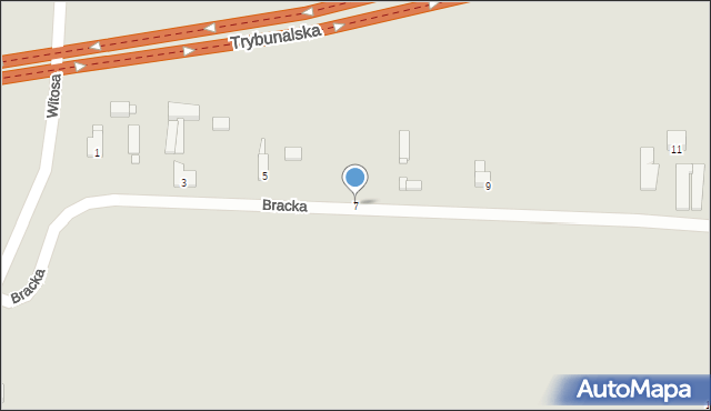 Piotrków Trybunalski, Bracka, 7, mapa Piotrków Trybunalski