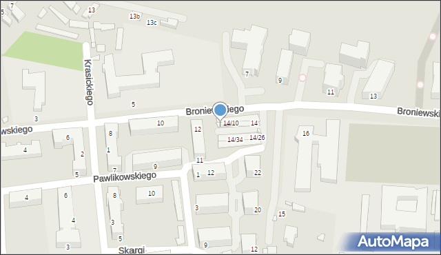 Piotrków Trybunalski, Broniewskiego Władysława, 14/15, mapa Piotrków Trybunalski