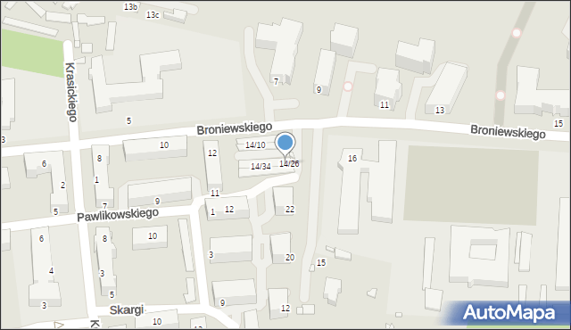 Piotrków Trybunalski, Broniewskiego Władysława, 14/27, mapa Piotrków Trybunalski