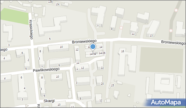 Piotrków Trybunalski, Broniewskiego Władysława, 14/34, mapa Piotrków Trybunalski