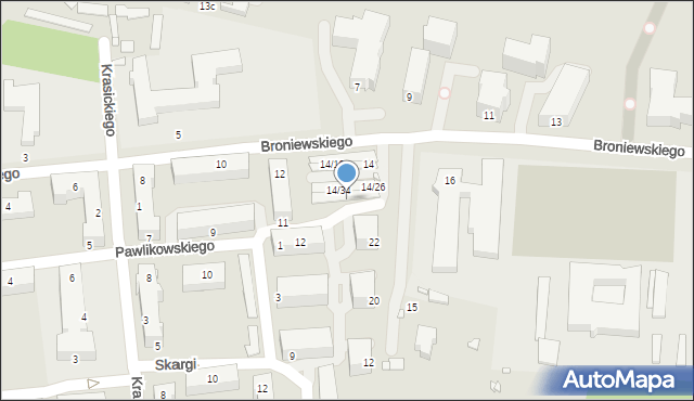 Piotrków Trybunalski, Broniewskiego Władysława, 14/47, mapa Piotrków Trybunalski