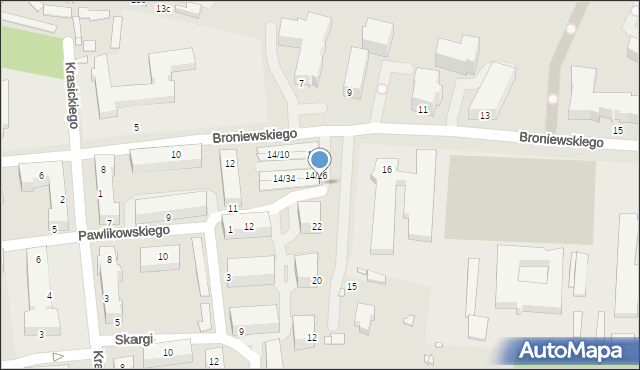 Piotrków Trybunalski, Broniewskiego Władysława, 14/54, mapa Piotrków Trybunalski