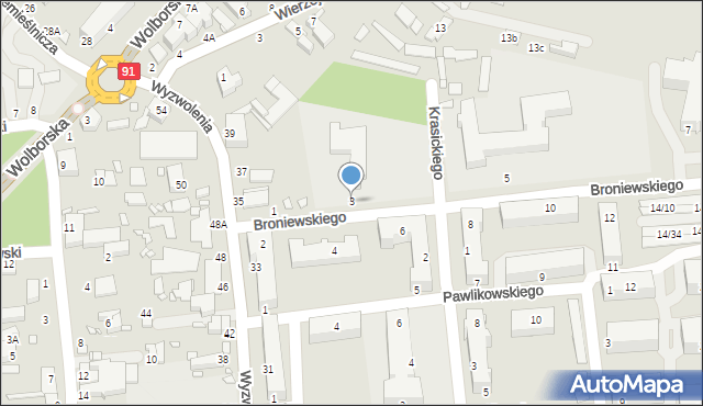 Piotrków Trybunalski, Broniewskiego Władysława, 3, mapa Piotrków Trybunalski