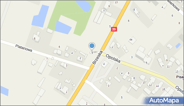 Pisarzowice, Brzeska, 3, mapa Pisarzowice