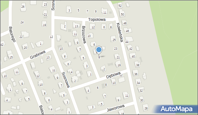 Pisz, Brzozowa, 4, mapa Pisz