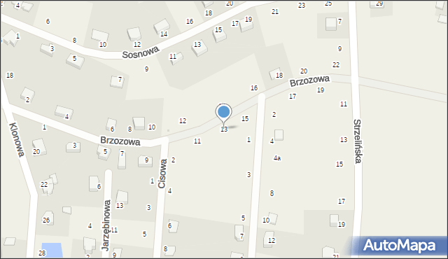 Pławna, Brzozowa, 13, mapa Pławna