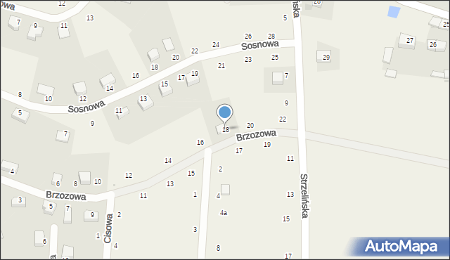 Pławna, Brzozowa, 18, mapa Pławna