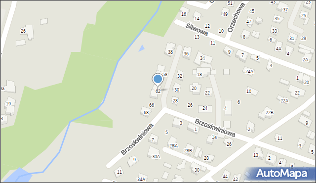 Płock, Brzoskwiniowa, 62, mapa Płock