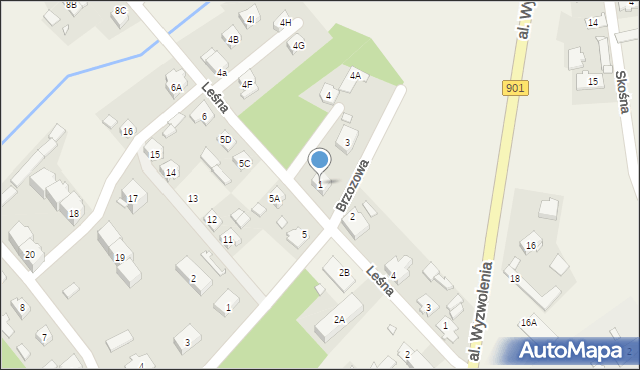 Pludry, Brzozowa, 1, mapa Pludry