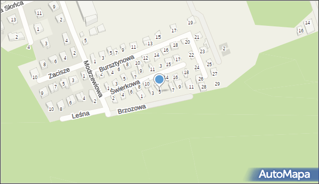 Poddąbie, Brzozowa, 5, mapa Poddąbie