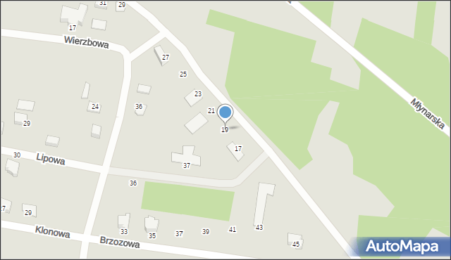 Poddębice, Brzozowa, 19, mapa Poddębice