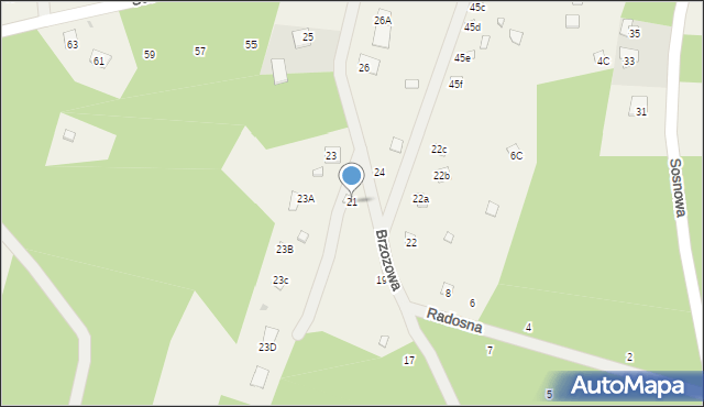 Poddębie, Brzozowa, 21, mapa Poddębie