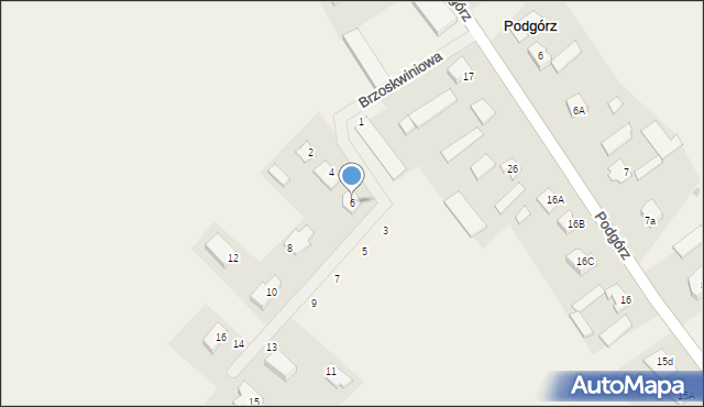 Podgórz, Brzoskwiniowa, 6, mapa Podgórz
