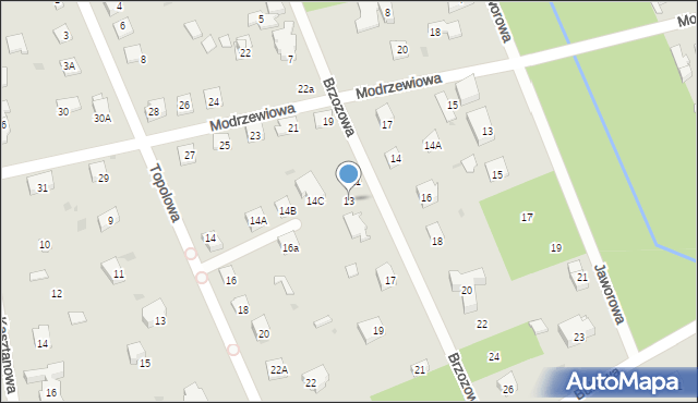 Podkowa Leśna, Brzozowa, 13, mapa Podkowa Leśna