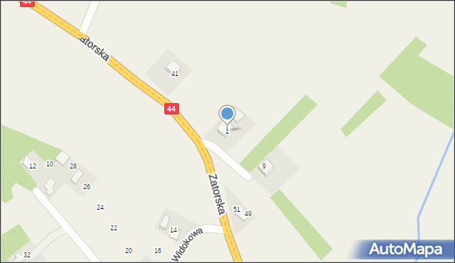 Półwieś, Brzozowa, 1, mapa Półwieś