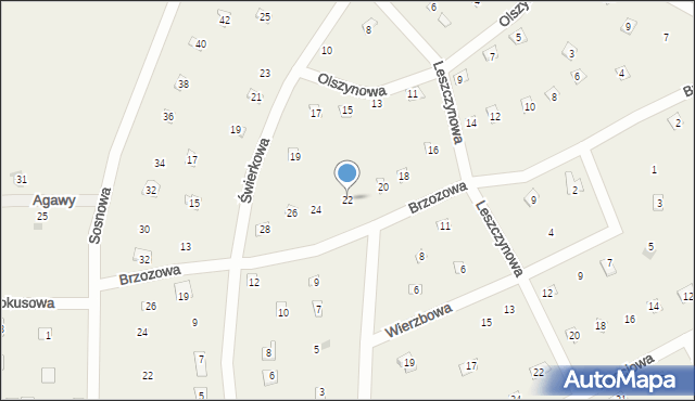 Popowo-Parcele, Brzozowa, 22, mapa Popowo-Parcele