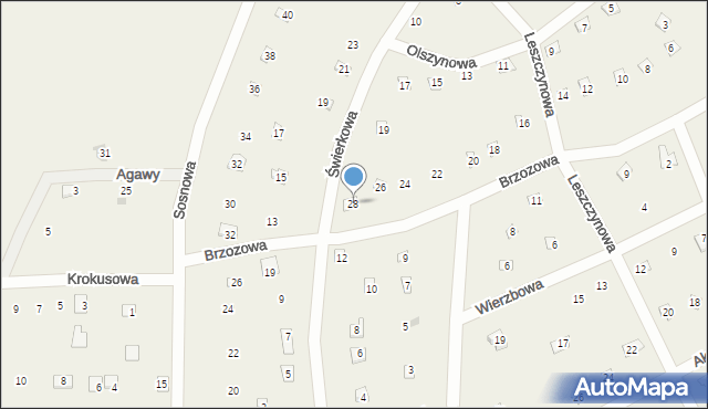 Popowo-Parcele, Brzozowa, 28, mapa Popowo-Parcele