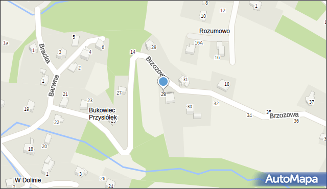 Porąbka, Brzozowa, 28, mapa Porąbka