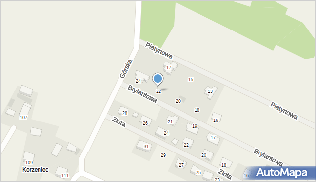 Porzecze, Brylantowa, 22, mapa Porzecze