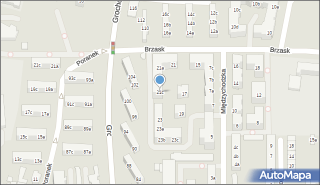 Poznań, Brzask, 21c, mapa Poznania