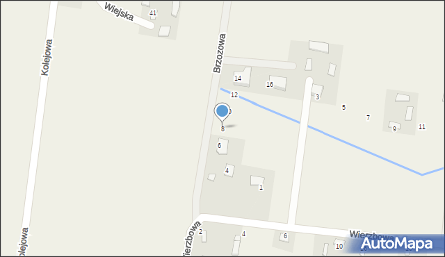Prace Duże, Brzozowa, 8, mapa Prace Duże