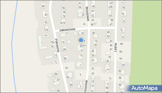 Promnice, Brzozowa, 13, mapa Promnice