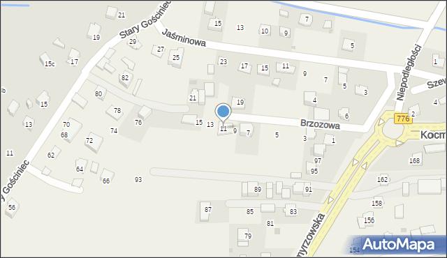 Prusy, Brzozowa, 11, mapa Prusy