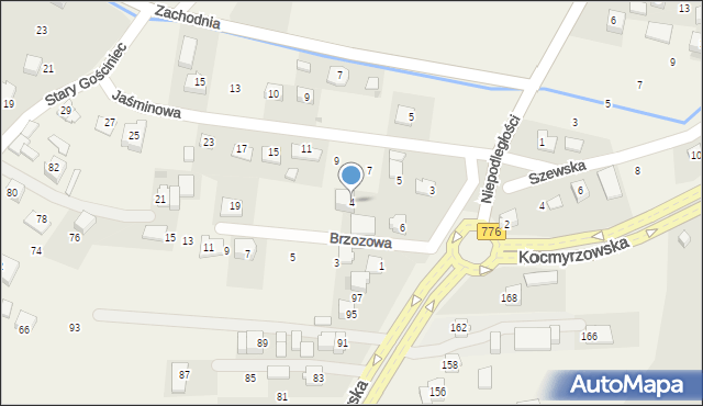 Prusy, Brzozowa, 4, mapa Prusy