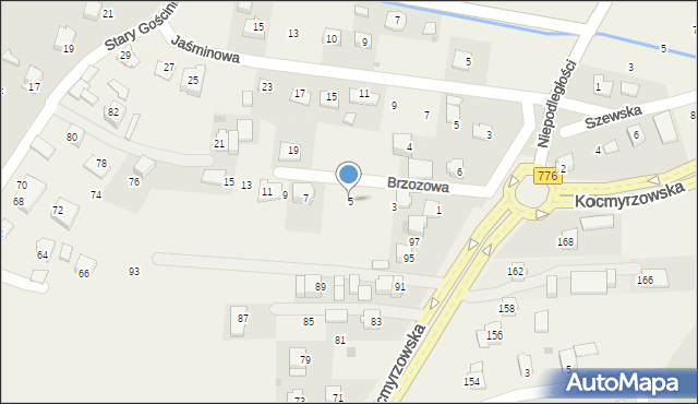 Prusy, Brzozowa, 5, mapa Prusy