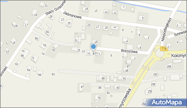 Prusy, Brzozowa, 9, mapa Prusy