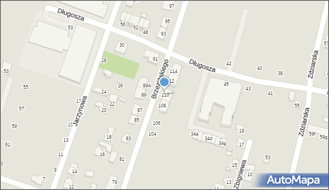 Pruszków, Brzezińskiego Franciszka, 110, mapa Pruszków