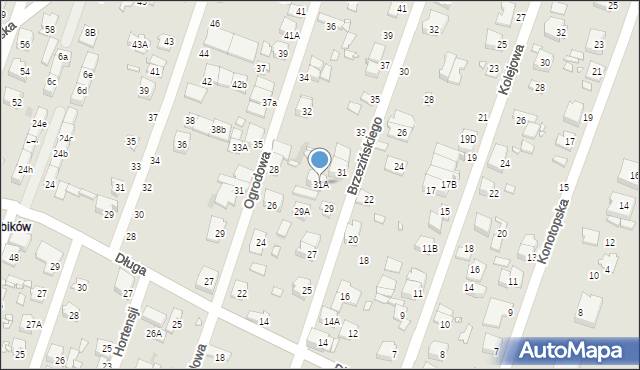 Pruszków, Brzezińskiego Franciszka, 31A, mapa Pruszków
