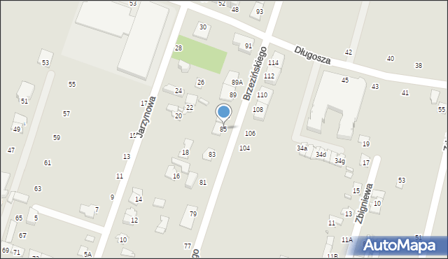 Pruszków, Brzezińskiego Franciszka, 85, mapa Pruszków