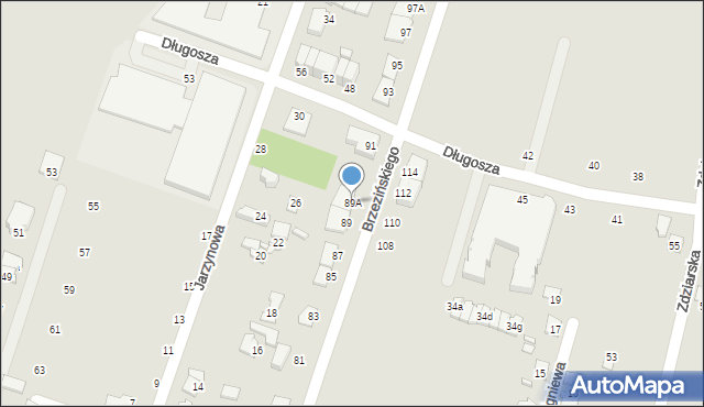 Pruszków, Brzezińskiego Franciszka, 89A, mapa Pruszków